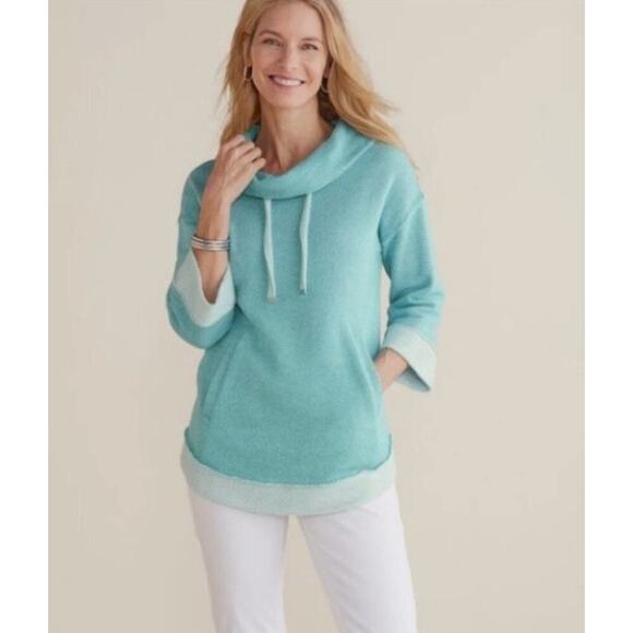 Soft Surroundings Santorini Shores Teal Heather Cowl Neck Pullover size 1X - Picture 8 of 8